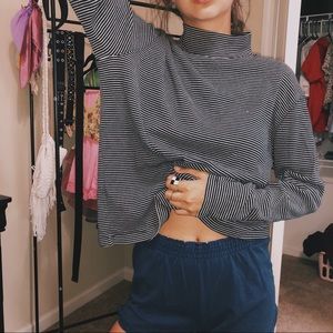 striped mock turtle neck